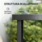 8-Seater Aluminum and Plastic Garden Dining Table, Black