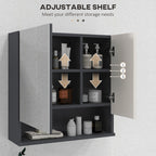 kleankin Cabinet with 2-Door Bathroom Mirror and Adjustable Wooden Shelves, 55x17x55cm, Gray - Borgè