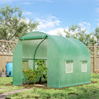 Outsunny Garden Greenhouse Steel Frame and 4 PE Windows 2.5x2x2m, Green