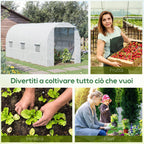 Outsunny 4.5x2x2m Tunnel Greenhouse with PE Cover and Metal Tubes, White