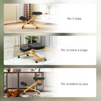 Ergonomic Postural Kneeling Chair, Adjustable Height and Wooden Wheels, Black