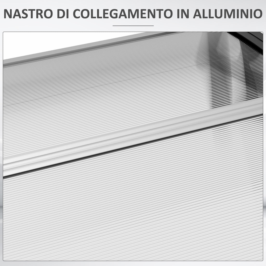 Outsunny Canopy in Polycarbonate and Aluminum for Balconies, Windows and Doors, 303x96x27 cm, Black and Transparent - Borgè