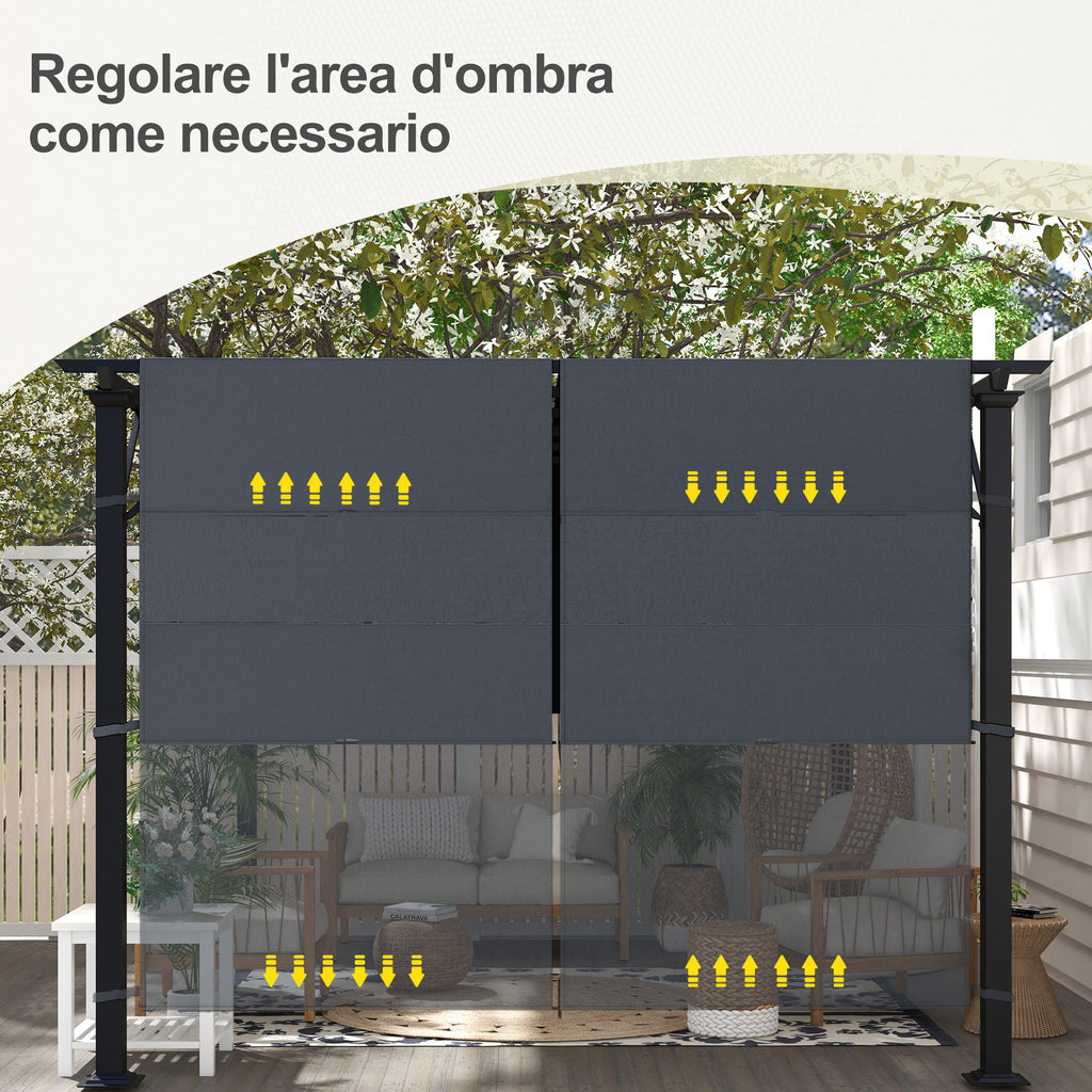 Pergola Gazebo Cover 3x3 m in Polyester with Pockets and Straps, 488x122 cm, Charcoal Gray