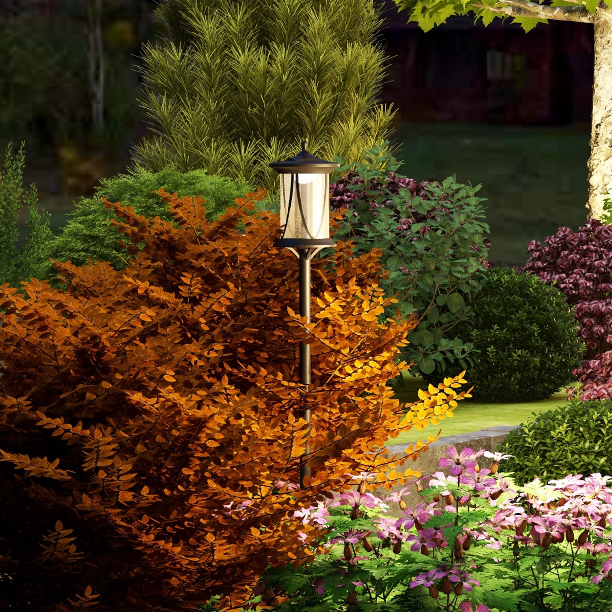 Outsunny Solar Street Lamp with 6-Hour Battery Life and Ground Anchoring, in Polycarbonate and ABS IP44, 17x17x127 cm, Black