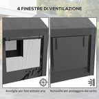 Outsunny 6x3m Dark Grey Adjustable Height Car and Party Tent with 4 Doors and 4 Windows