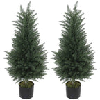 Outsunny Set of 2 Artificial Cypress Trees, UV-Resistant, Ø40x90 cm, Green