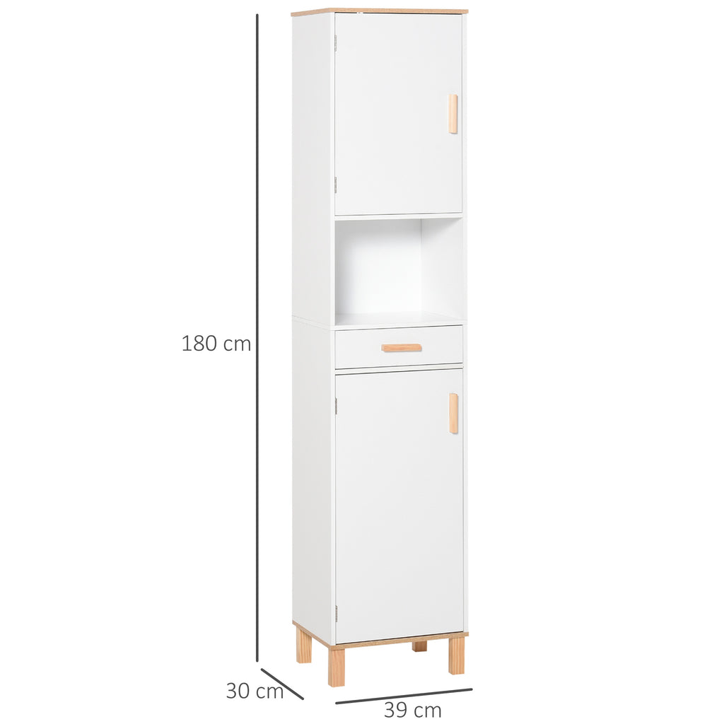 Kleankin Mobile Salvatius Wooden Wooden Bathroom, Column Mobile With Cabinets And Drawer 39x30x180cm - Borgè