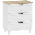 Modern 3-Drawer Wooden Chest of Drawers, 60x38x71 cm, White and Wood Color
