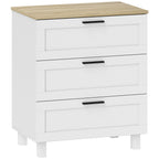 Modern 3-Drawer Wooden Chest of Drawers, 60x38x71 cm, White and Wood Color