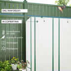 Outsunny Garden Greenhouse with 2 Roll-Up Doors, 3-Tier Shelving and Side Pockets, White and Green
