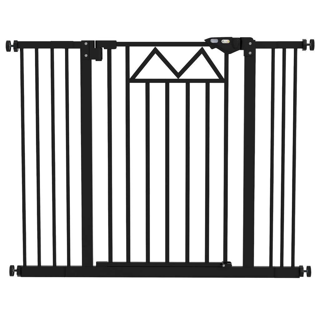 Dog Gate with 4 Adjustable Screws and Adhesive Tape, Metal and Plastic, 74-100x76 cm, Black