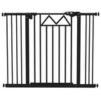 Dog Gate with 4 Adjustable Screws and Adhesive Tape, Metal and Plastic, 74-100x76 cm, Black