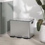TRES - 20L 3-Section Dustbin with Silent Closure, Stainless Steel and PP, 61.9x36. 6x56. 7 cm