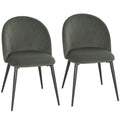 Set of 2 Upholstered Dining Chairs with Shell Backrest in Velvet, 52x55x79 cm, Grey