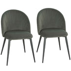 Set of 2 Upholstered Dining Chairs with Shell Backrest in Velvet, 52x55x79 cm, Grey