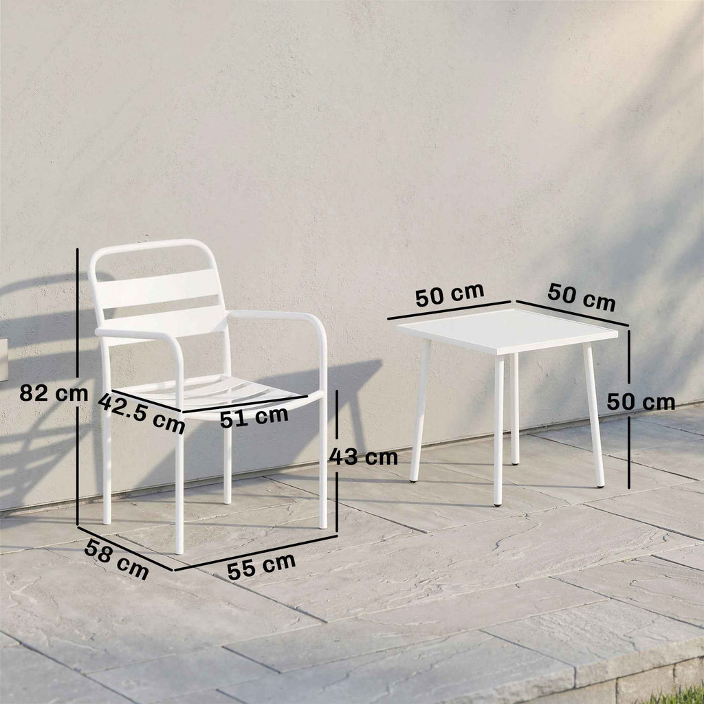 Outsunny 3-piece bistro set: glass table and 2 chairs, white outdoor furniture.