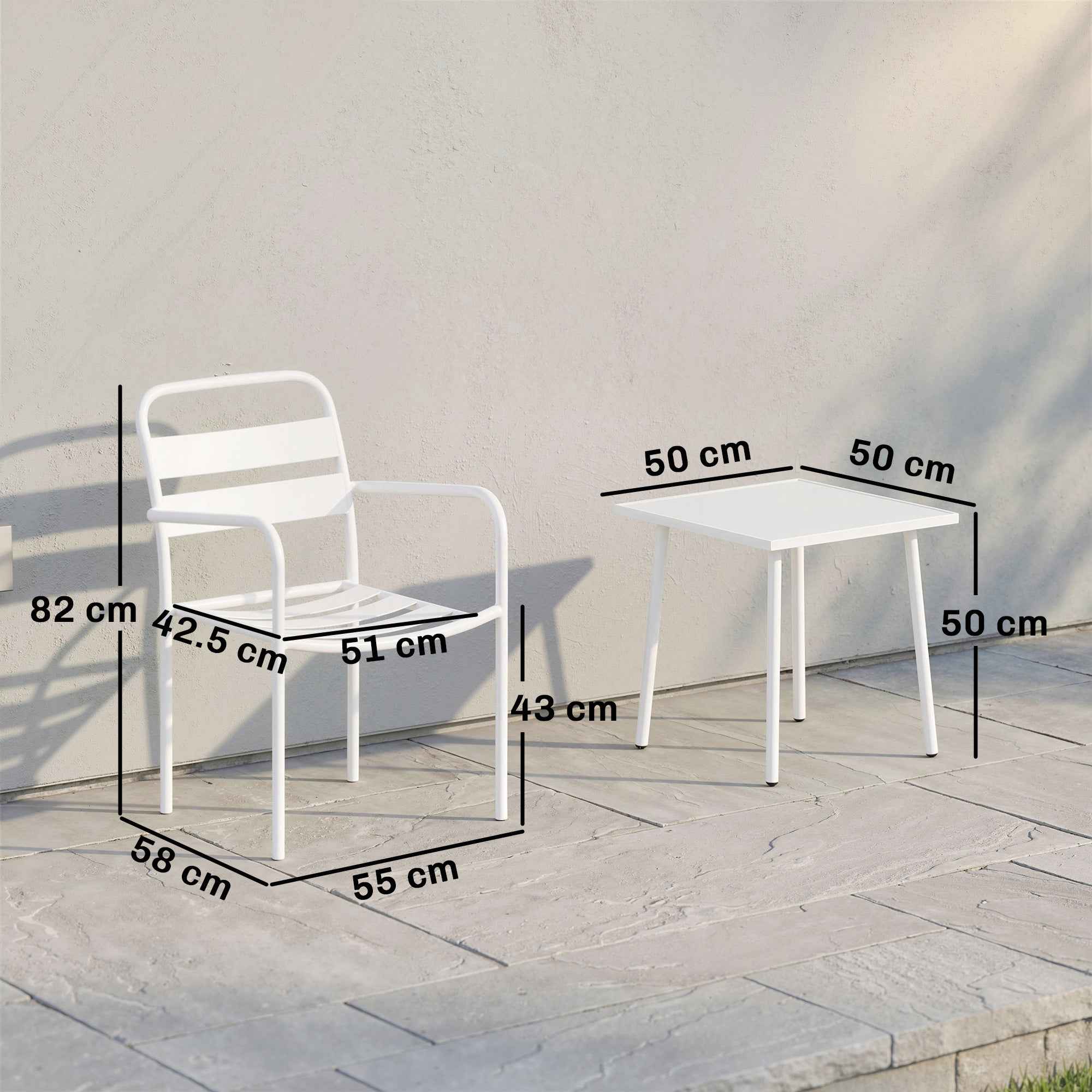 Outsunny 3-piece bistro set: glass table and 2 chairs, white outdoor furniture.