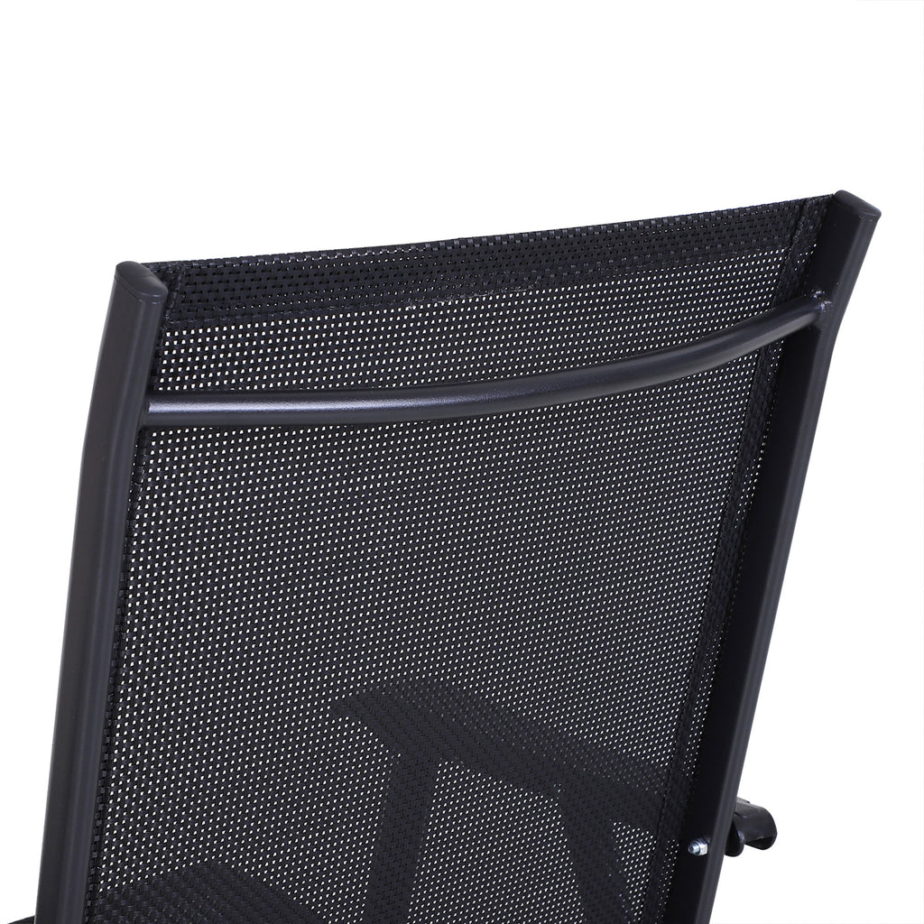 Outsunny Set of 2 Folding Garden Chairs with Metal and Texteline Armrests, 58x64x94cm, Black