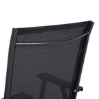 Outsunny Set of 2 Folding Garden Chairs with Metal and Texteline Armrests, 58x64x94cm, Black