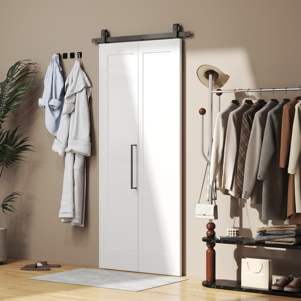 Sliding Folding Bifold Door with Paintable Surface, 90x210 cm, White