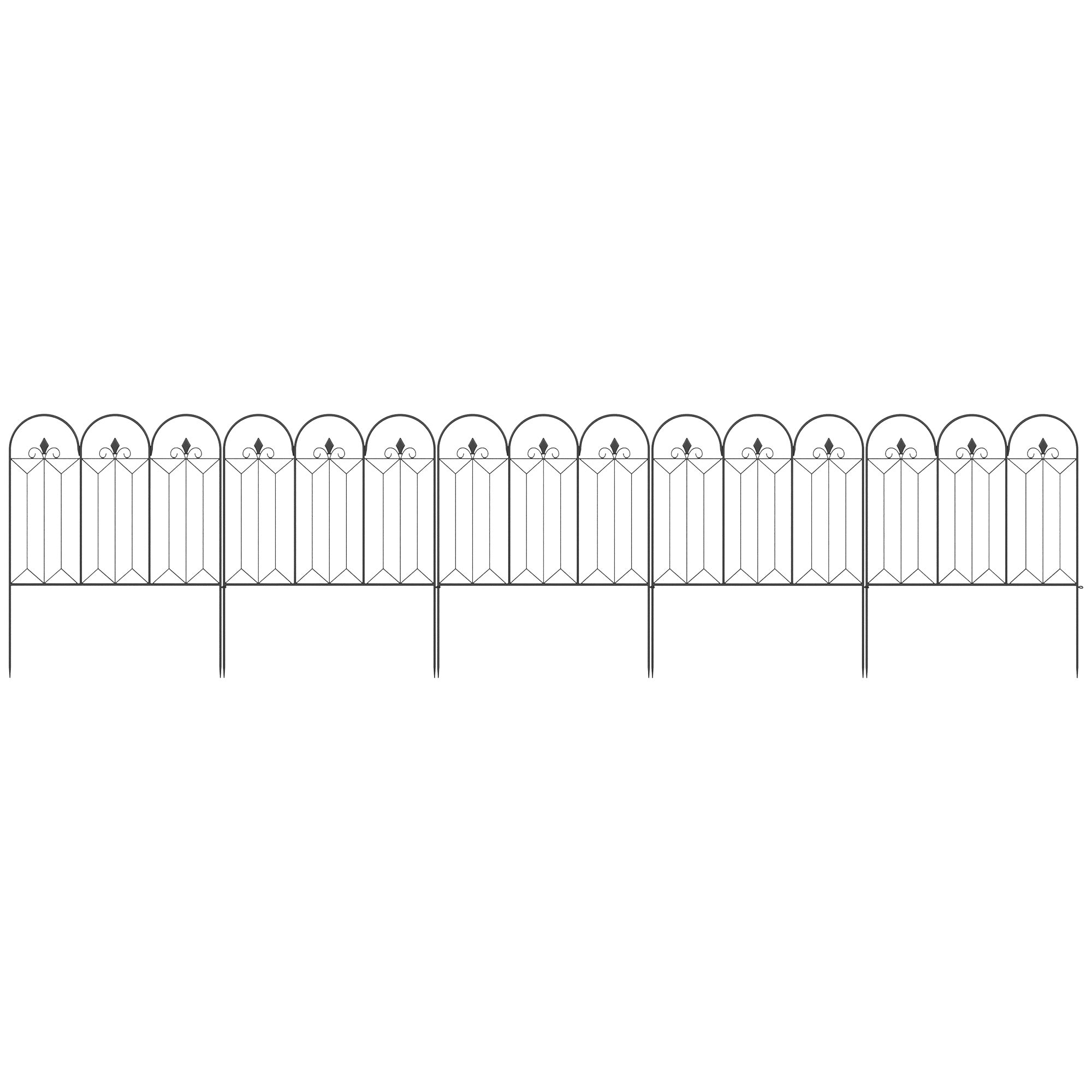 5-Panel Outdoor Metal Fence with Pickets, 305x79.5 cm, Black