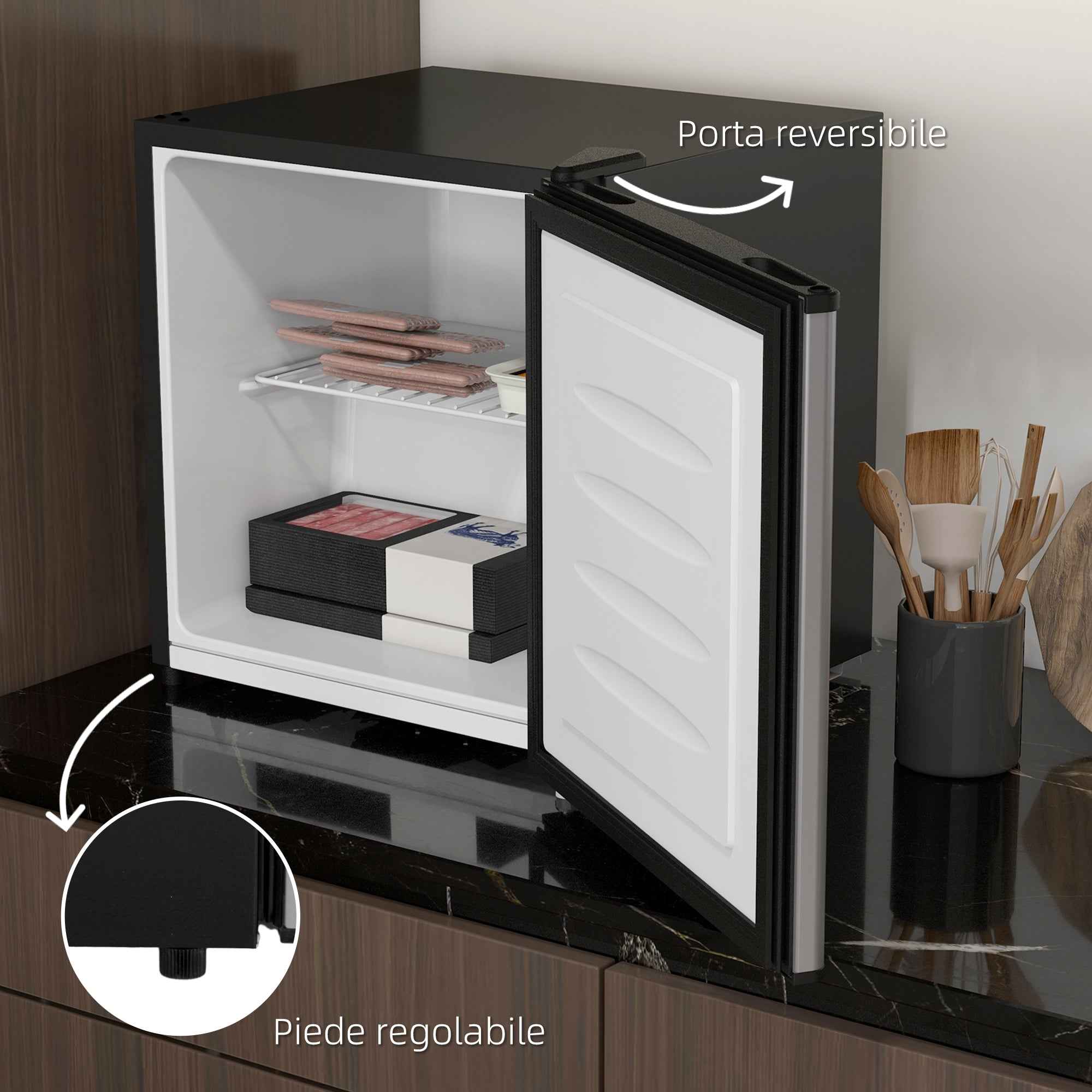 HOMCOM Portable Fridge 35L with Removable Shelf and Adjustable Temperature, 47x44.2x48.8 cm, Silver