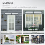 Outdoor Canopy for Windows and Doors in Polycarbonate and Aluminum, 200x100x26cm, Transparent
