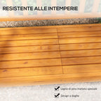 Outsunny Garden Bench with Liftable Central Table and Armrests, Wooden, 153x56x91 cm, Light Brown