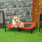 PawHut Raised Bed for Large Dogs with Mesh Fabric, Maximum Weight 30kg, 91.5x76.2x18 cm, Red - Borgè