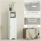 HOMCOM Wooden Toilet Paper Holder Cabinet with Adjustable Internal Shelf, 21x20x79 cm, White