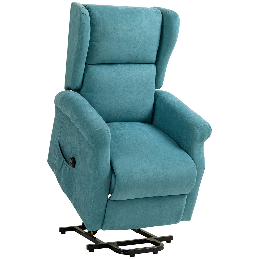 135° Reclining Lift Chair with Footrest and Remote Control, in Blue Fabric, 74x94x111 cm