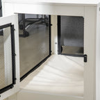 Large Dog House with 2 Lockable Doors and Washable Cushion, 94x60x71.5 cm, White