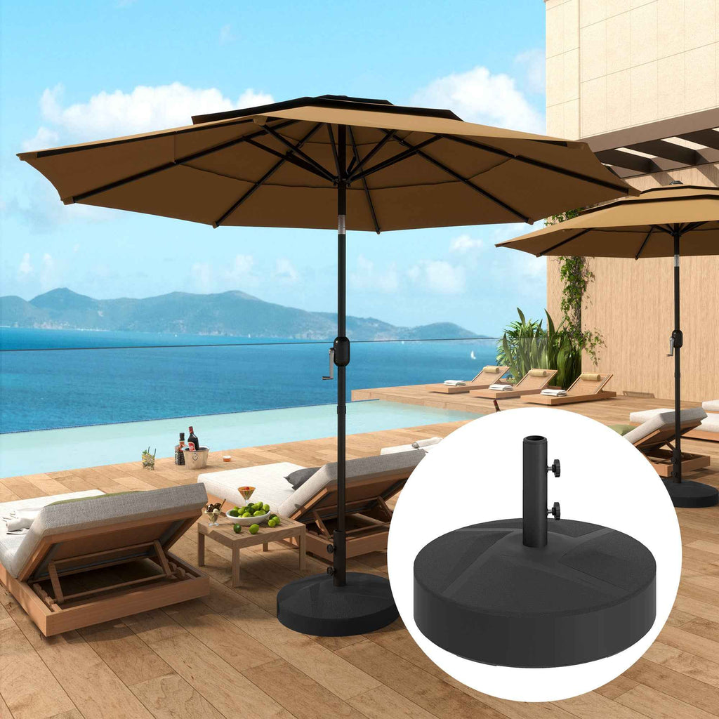 Outsunny Umbrella Base Fillable with Water 25kg/Sand 30kg, for Ø36/38/48mm Umbrella Poles, Black