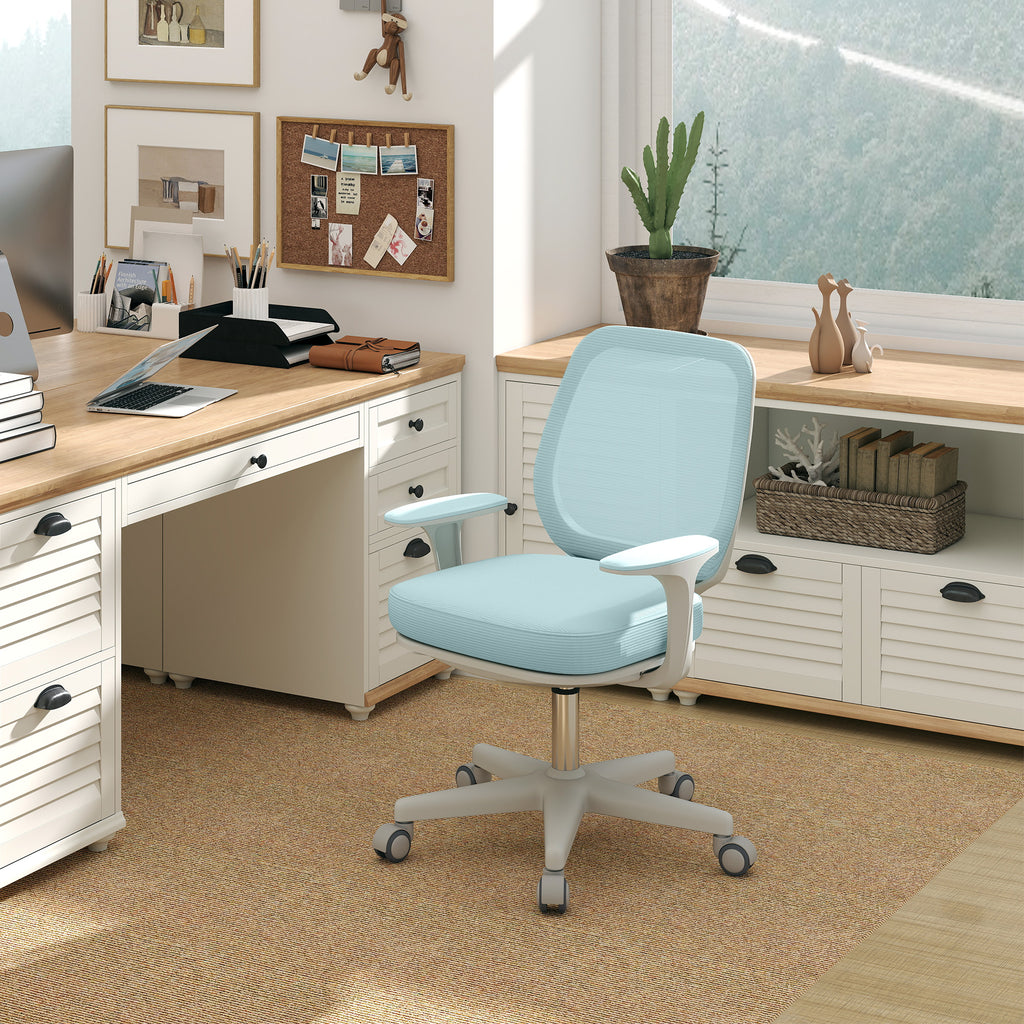 Ergonomic Height-Adjustable Office Chair with Breathable Backrest, 55x48x82.5-94.5 cm, Light Green