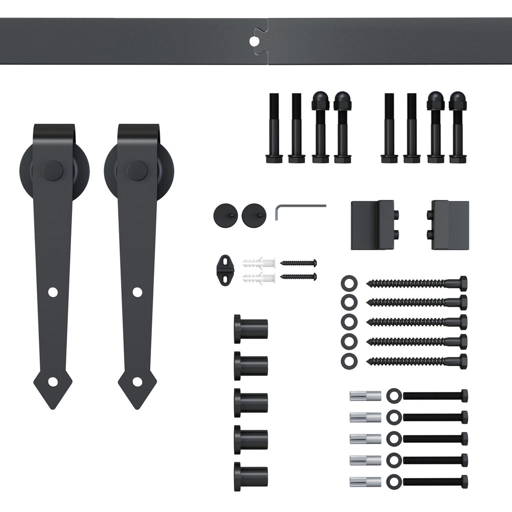 Rustic Style Carbon Steel Single Sliding Door Track Kit, Brown