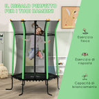 Trampoline for Children 3-10 Years with Zip Entrance and Padded Poles, Ø163.5x190 cm, Green