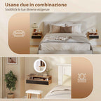 HOMCOM Set of 2 Floating Bedside Tables with Drawer and Open Shelf, 35x32x22.5 cm, Black and Oak