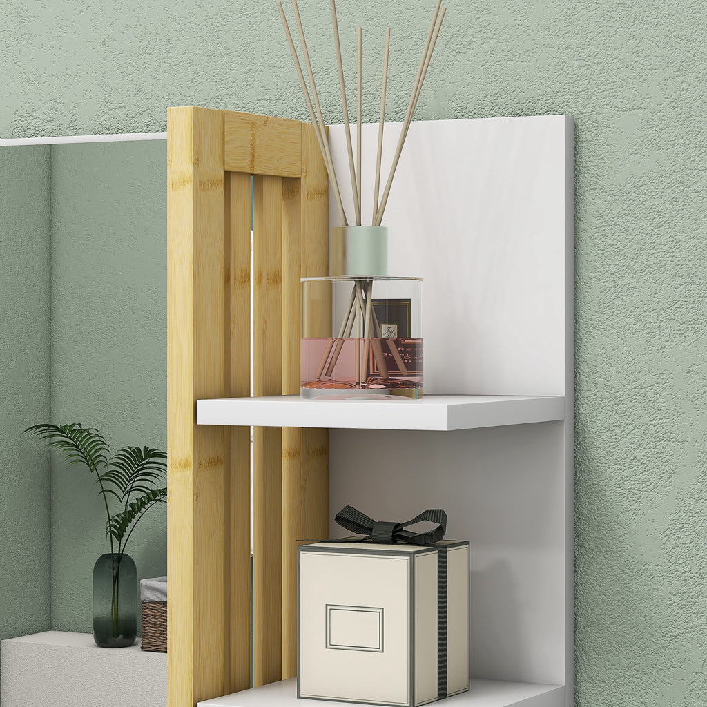 Modern 4-Tier Wall-Mounted Wooden Bathroom Mirror, 45x15x58.5cm, White