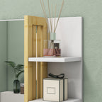 Modern 4-Tier Wall-Mounted Wooden Bathroom Mirror, 45x15x58.5cm, White