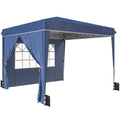 Outsunny 3x3m Folding Gazebo with Walls and Adjustable Height, UV Protection 50+, Dark Blue