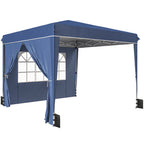Outsunny 3x3m Folding Gazebo with Walls and Adjustable Height, UV Protection 50+, Dark Blue