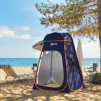 Outsunny Waterproof Pop-Up Shower Tent with Removable Roof, 190T Polyester and Steel, 152x152x200 cm, Dark Blue