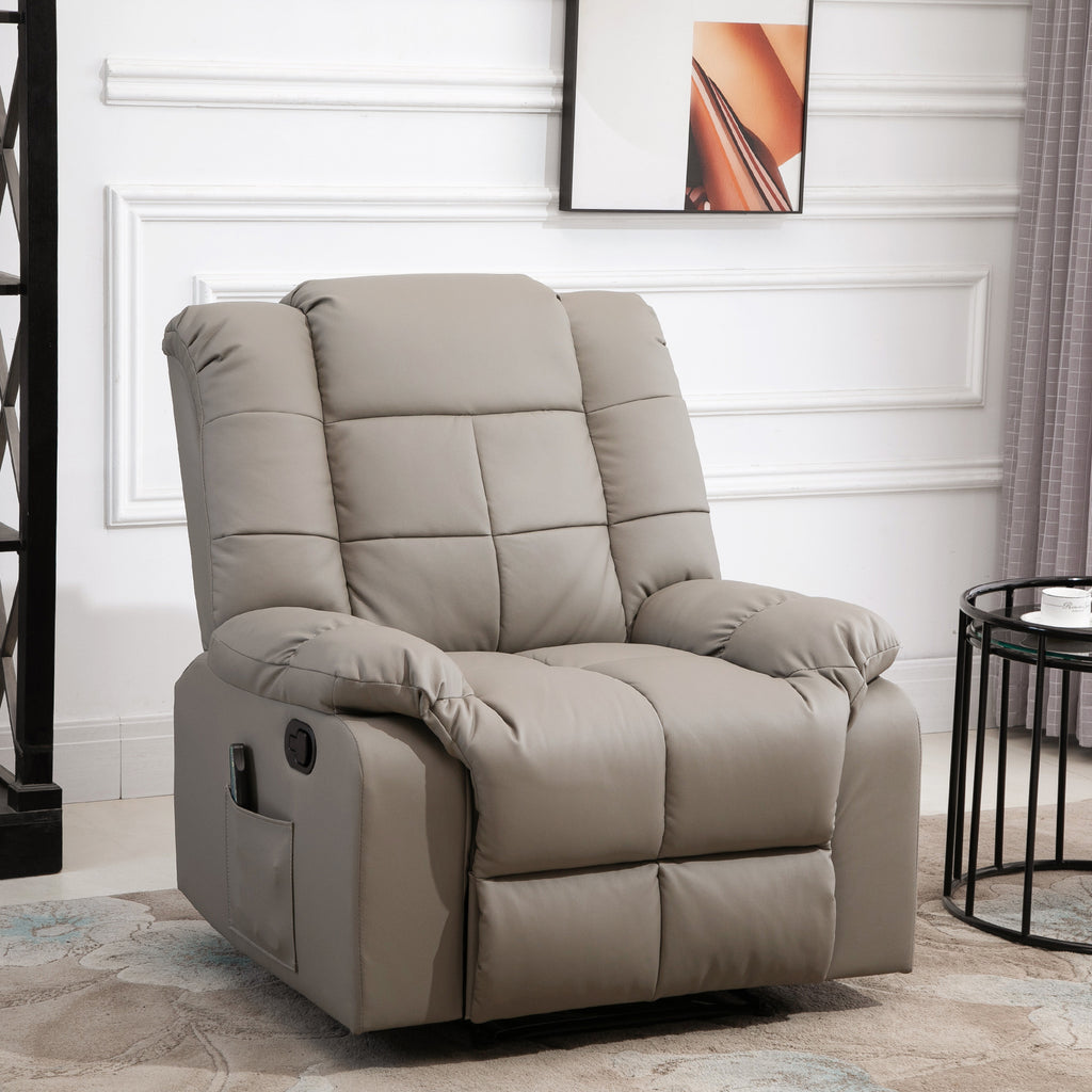 Relax Armchair with 8 Massage Points and 165° Reclining in Faux Leather, Gray - Borgè
