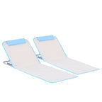 Set of 2 Folding Sun Loungers with Adjustable Backrest and Bag, 48x134x36-45 cm, Beige
