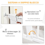 Adjustable Dog Gate with Small Door and Automatic Closure, 75-103x76cm, White