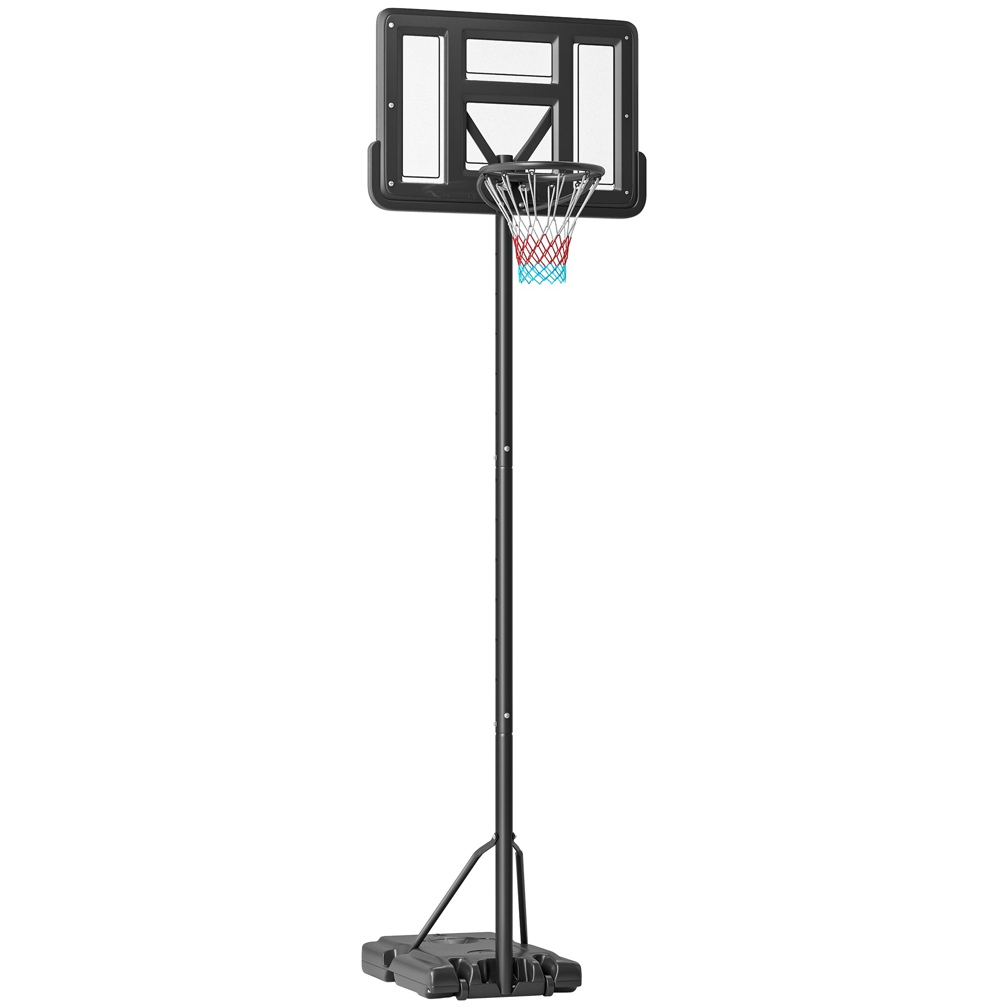 SPORTNOW Height-Adjustable Basketball Hoop for Garden and Pool with Fillable Base, 110x75x195-370 cm, Black