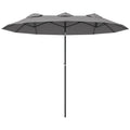 Double Umbrella Tiltable at 45° with Crank and Air Vents, in Steel and Polyester, 285x147x227 cm, Gray