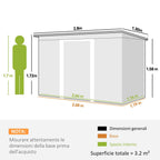 Outsunny Steel Garden Shed with 2 Vents and 2 Sliding Doors, 280x130x172 cm, Brown Wood