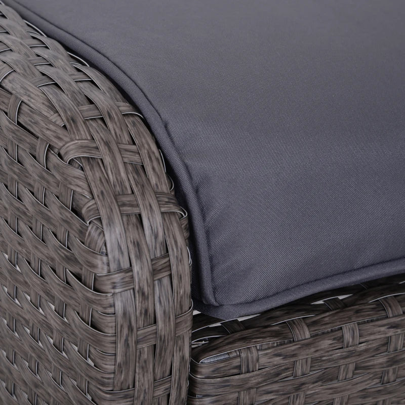 Garden Furniture Set 2 Armchairs 2 Footstools 1 Coffee Table in Tempered Glass Rattan Grey - Borge' Group Limited