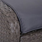 Garden Furniture Set 2 Armchairs 2 Footstools 1 Coffee Table in Tempered Glass Rattan Grey - Borge' Group Limited